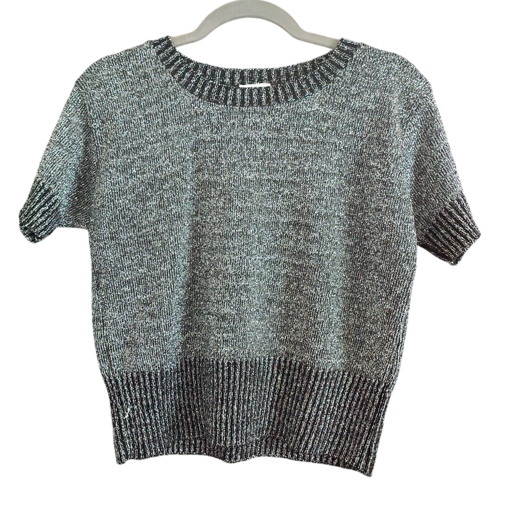 Vintage 90s Size L Newport News Metallic Lurex Short Sleeve Knit Sweater NWOT